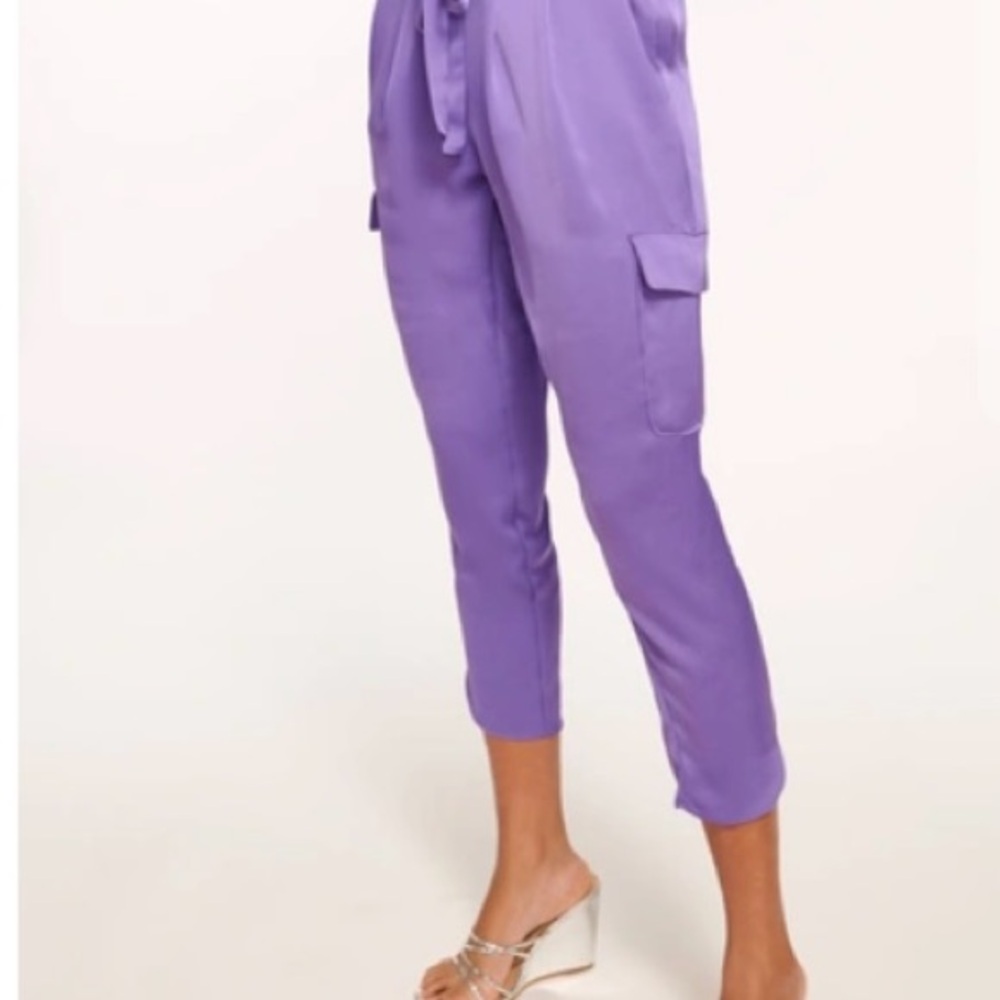 NWT Ramy Brook Satin Pocket Allyn Pant In Passion Purple $295